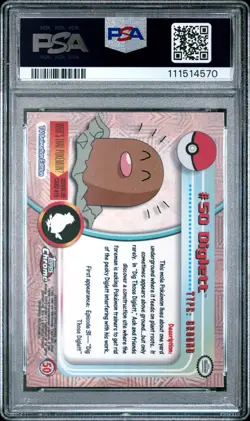 2000 TOPPS CHROME POKEMON T.V. DIGLETT #50 PSA NM 7 - Image 2