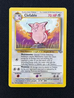 Pokemon Vintage TCG Clefable 17/64 (HP/DMG) Rare Card Jungle 1999 WoTC - Image 1