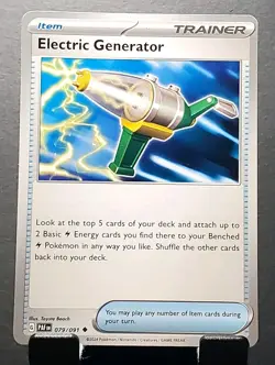 Pokemon 079/091 ELECTRIC GENERATOR Item Paldean Fates common pack fresh NM/MT - Image 1