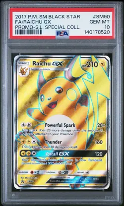 2017 POKEMON SM BLACK STAR PROMO #SM90 FULL ART/RAICHU GX PSA 10 - Image 1