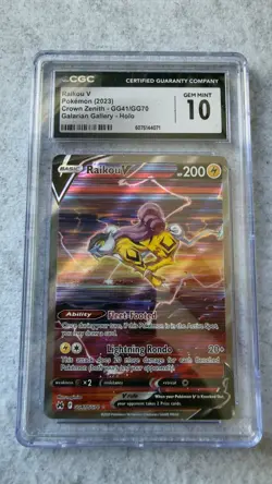RAIKOU CGC GEM MINT 10 2023 POKEMON ZENITH #GG41/GG70 GALARIAN GALLERY HOLO SLAB - Image 1