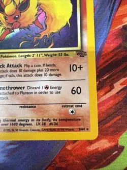 Pokemon TCG Flareon Jungle 3/64 Holo Unlimited Holo Rare - Image 4