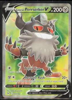 Galarian Perrserker V (Full Art) 183/196 SWSH11: Lost Origin Ultra Rare NM - Image 1