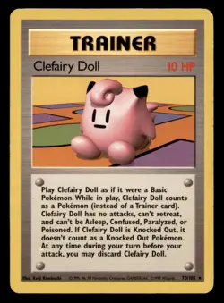 Clefairy Doll 70/102 Rare Base Set Unlimited Pokemon Moderately Played - Image 1