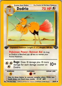Dodrio 34/64 Uncommon Jungle Pokemon 1st Edition Heavily Played - Image 1