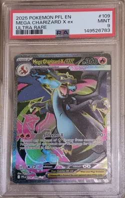 PSA 9 Mega Charizard X ex 109/094 Ultra Rare Pokemon 2025 Phantasmal Flames TCG - Image 1
