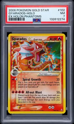 2006 POKEMON EX HOLON PHANTOMS GOLD STAR #102 GYARADOS-HOLO PSA 7 - Image 1