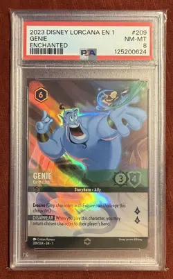 2023 Disney Lorcana First Chapter Genie On the Job Enchanted 209/204 PSA 8 - Image 1