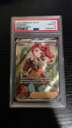 Sonia 192/192 Pokemon TCG Rebel Clash Full Art Trainer PSA 10 Gem Mint - Image 1