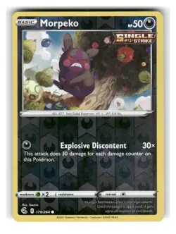 Morpeko 179/264 Common Fusion Strike Pokemon Reverse Holo Near Mint - Image 1