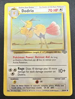 Dodrio 34/64 Jungle JU Non Holo Pokemon Uncommon 1999 MP - Image 1
