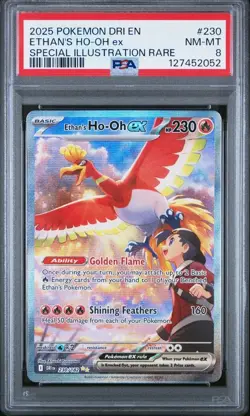 2025 Pokemon SV Destined Rivals DRI EN Ethan's Ho-Oh EX #230/182 SIR PSA 8 - Image 1