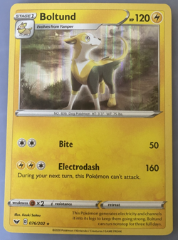 Pokemon TCG- BOLTUND 076/202 - SWORD & SHIELD BASE SET - Holo RARE - NM/M - Image 1