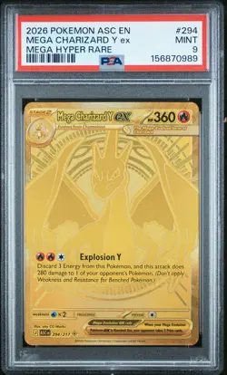 2026 Pokemon Ascended Heroes Mega Charizard Y ex Mega Hyper Rare PSA 9 #294/217 - Image 1