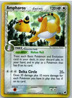 Ampharos 1/101 Holo Rare Dragon Frontiers Pokemon - Image 1