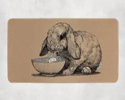 Cute Rabbit Ramen Playmat - Kawaii Anime Style Gaming Mat for MTG, YuGiOh, TCG - Image 1
