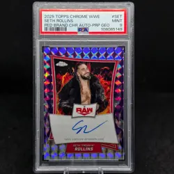 2025 Topps Chrome WWE SETH ROLLINS Purple Geometric Auto /10 #SET PSA 9 - Image 1