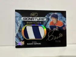 RYAN NUGENT-HOPKINS 2023-24 UPPER DECK ICE SIGNATURE SWATCHES AUTO BLACK /15 NHL - Image 2