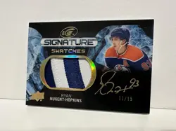 RYAN NUGENT-HOPKINS 2023-24 UPPER DECK ICE SIGNATURE SWATCHES AUTO BLACK /15 NHL - Image 3