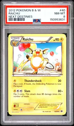 Raichu 2012 Pokemon Black & White Next Destinies PSA 8 #40 - Image 1