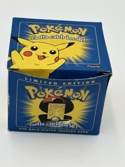 23K Gold Plated PIKACHU Trading Card 1999 SEALED ORIGINAL BOX - Image 1