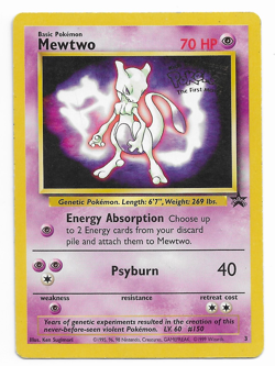 Mewtwo Pokemon Promo 3 WOTC VG unplayed WB First Movie Stamp Black Star - Image 1