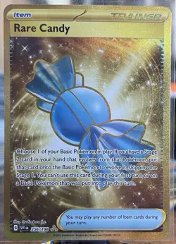 Pokemon TCG Gold Trainer Scarlet & Violet Rare Candy 256/198 Hyper Rare - NM - Image 1