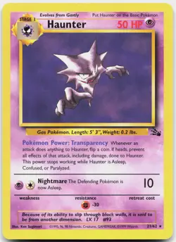Haunter 21/62 Rare Fossil Pokemon Unlimited Moderately Played - Image 1