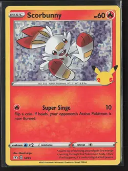 Scorbunny 016/025 Promo McDonald's 25th Anniversary Pokemon Holo NM - Image 1