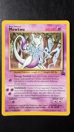 Pokemon TCG Mewtwo #12 Black Star Promo Vintage 1999 NM - Image 1
