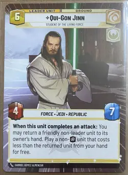 Qui-Gon Jin Pre-Release Promo Card #280 Legends of the Force Star Wars Unlimited - Image 1