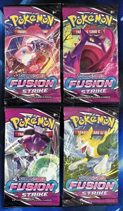 Pokemon 2021 Sword & Shield Fusion Strike Booster Pack Lot X4 Artset SwSh 08 - Image 1