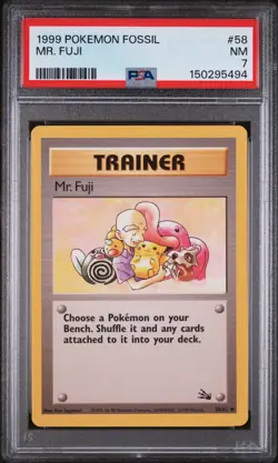 1999 POKEMON FOSSIL #58 MR. FUJI 1ST EDITION PSA 7 NM - Image 1