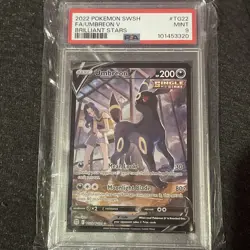 2022 Pokemon Sword & Shield Brilliant Stars Umbreon V #TG22 FA PSA 9 MINT - Image 3