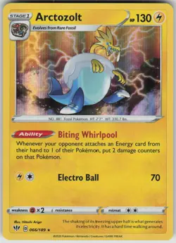Pokemon Arctozolt NM/LP SWSH03: Darkness Ablaze PKMN 066/189 - Image 1
