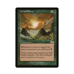 Vernal Bloom MTG Urza's Saga Rare LP Lightly Played Single Card - Image 1