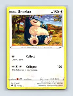 Snorlax 141/192 Rare Rebel Clash Pokemon Lightly Played - Image 1