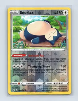 Snorlax 143/196 Holo Rare Lost Origin Pokemon Reverse Holo Lightly Played - Image 1