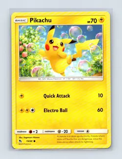 Pikachu 19/68 Common Hidden Fates Pokemon Lightly Played - Image 1