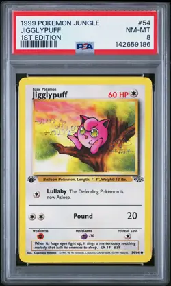 1999 POKEMON JUNGLE #54 JIGGLYPUFF 1ST EDITION PSA NM-MT 8 - Image 1
