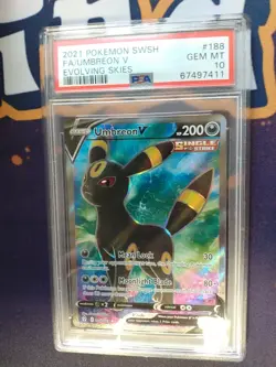 2021 POKEMON SWORD & SHIELD EVOLVING SKIES #188 FA/UMBREON V PSA GEM MT 10 - Image 1