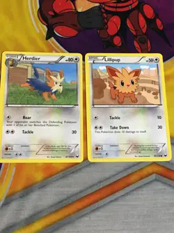 D1008 POKEMON TCG DARK EXPLORERS LILLIPUP 86 HERDIER 87 MP-HP - Image 1