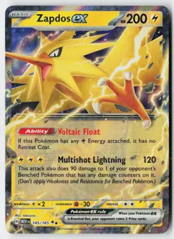 Pokemon Zapdos ex - 145/165 - Double Rare 151 Holo NM - Image 1