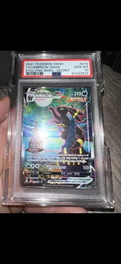 Pokemon Cards - PSA 10 Umbreon Vmax 215/203 - Moonbreon Evolving Skies GEM MT - Image 1