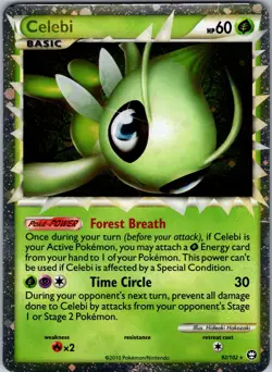 Celebi 92/102 Prime Rare HGSS Triumphant Pokemon Holo Moderately Played - Image 1