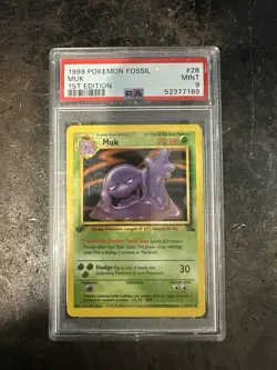 1999 Pokemon Fossil 1st First Edition Muk 28/62 Non Holo PSA 9 - Image 1