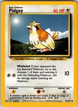 Pidgey 057/102 Base Set Pokemon NM - Image 1