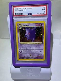 1999 Pokemon Fossil: Gengar Holo #5 PSA 7 English (Slab Guard Included) - Image 1