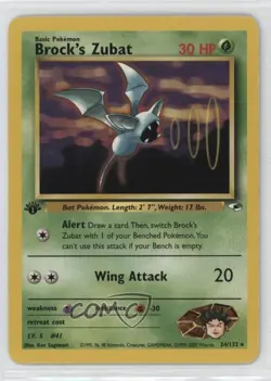 Brock's Zubat 1st Ed. Pokemon Gym Heroes #24 2000 - Image 1