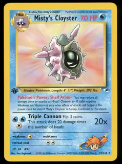 Misty's Cloyster 29/132 - Pokemon 1st Edition Rare Gym Heroes - LP - Image 1